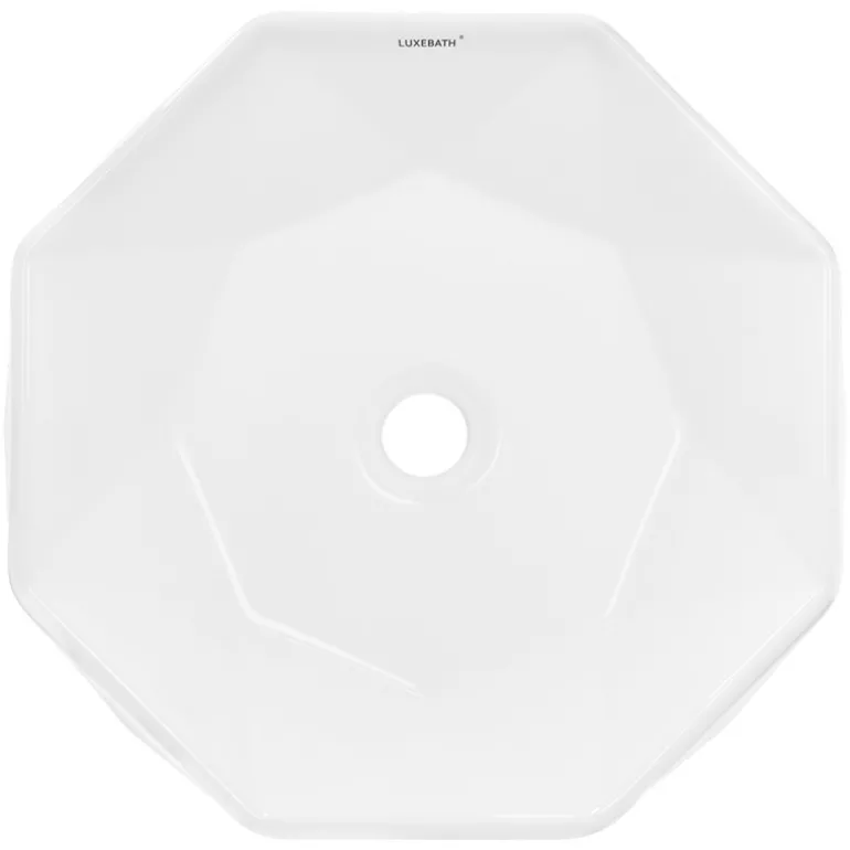 Waschbecken Diamantform ohne Überlauf Ø 42x13,5 cm Weiß aus Keramik ML-Design