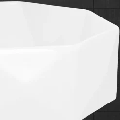 Waschbecken Diamantform ohne Überlauf Ø 42x13,5 cm Weiß aus Keramik ML-Design