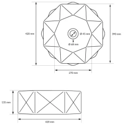 Waschbecken Diamantform ohne Überlauf Ø 42x13,5 cm Weiß aus Keramik ML-Design