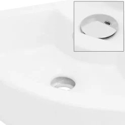 Waschbecken Dreieckig mit Überlauf 46x33x13 cm Weiß aus Keramik ML-Design