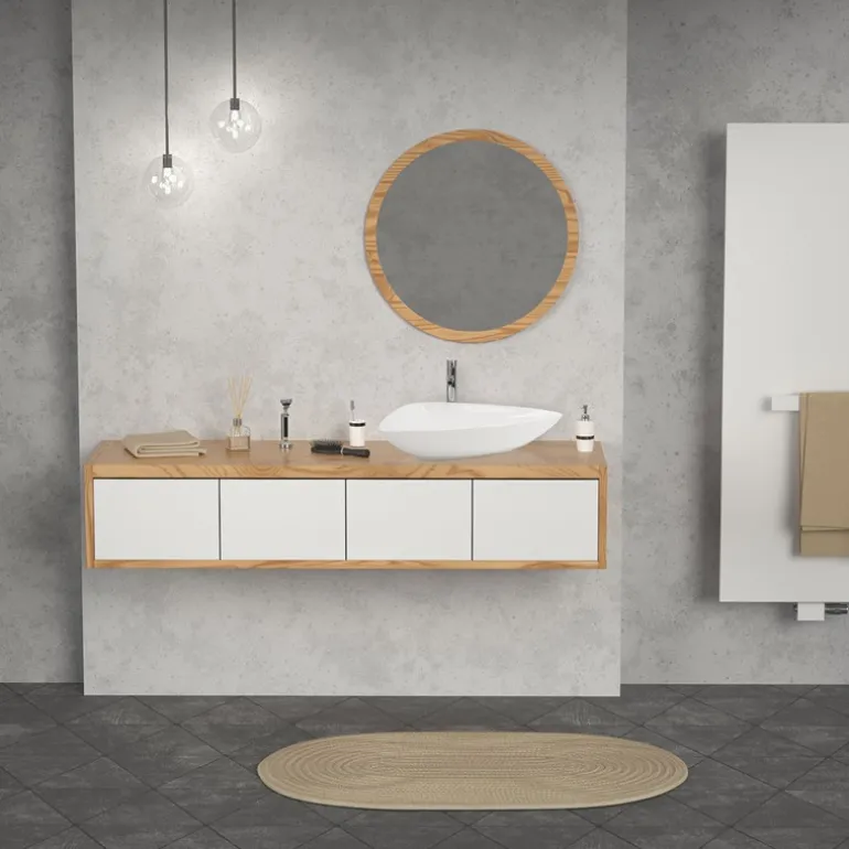Waschbecken Dreieckig ohne Überlauf 69x46x13 cm Weiß aus Keramik ML-Design