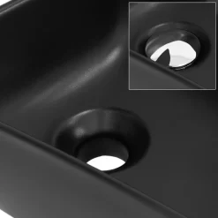 Waschbecken Eckigform mit Überlauf 45x27x13 cm Schwarz aus Keramik ML-Design