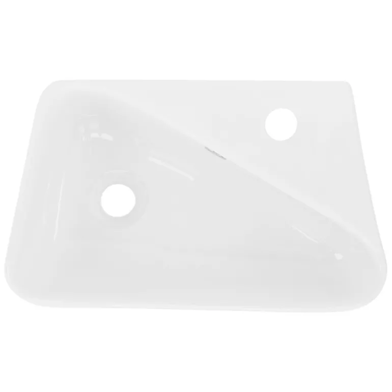 Waschbecken Eckigform mit Überlauf 45x27x13 cm Weiß aus Keramik ML-Design
