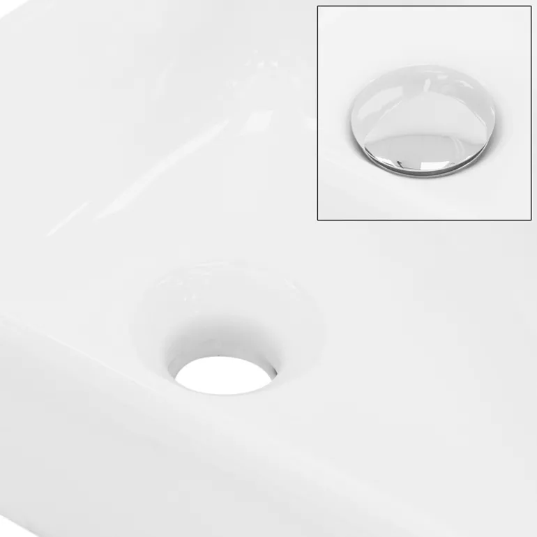 Waschbecken Eckigform mit Überlauf 45x27x13 cm Weiß aus Keramik ML-Design