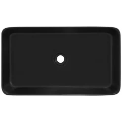 Waschbecken Eckigform ohne Überlauf 68x38x12 cm Schwarz aus Keramik ML-Design