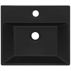 Waschbecken Eckig mit Überlauf 41,5x36x13 cm Schwarz aus Keramik ML-Design