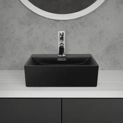 Waschbecken Eckig mit Überlauf 41,5x36x13 cm Schwarz aus Keramik ML-Design