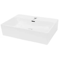 Waschbecken Eckig mit Überlauf 515x360x130 mm Weiß aus Keramik