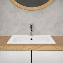 Waschbecken Eckig mit Überlauf 52,5x45x21 cm Weiß aus Keramik ML-Design