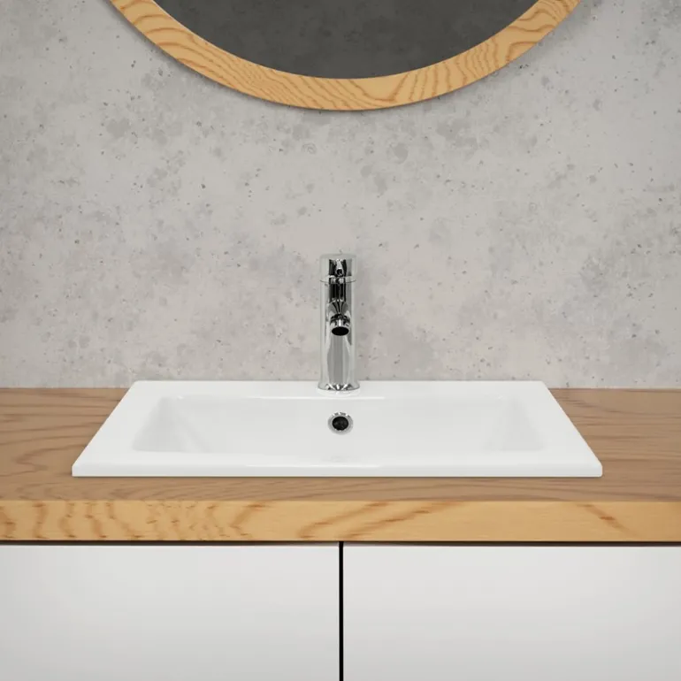 Waschbecken Eckig mit Überlauf 52,5x45x21 cm Weiß aus Keramik ML-Design