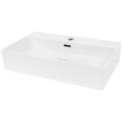 Waschbecken Eckig mit Überlauf 605x365x130 mm Weiß aus Keramik
