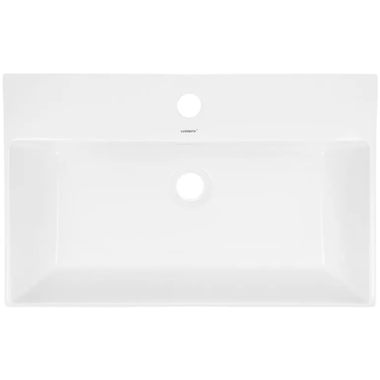 Waschbecken Eckig mit Überlauf 605x365x130 mm Weiß aus Keramik