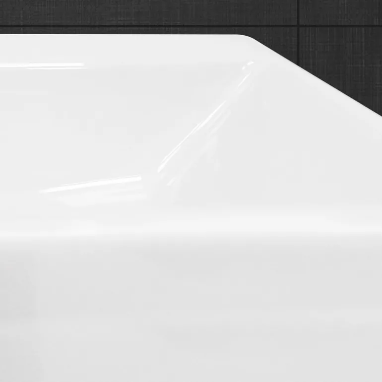 Waschbecken Eckig mit Überlauf 605x365x130 mm Weiß aus Keramik