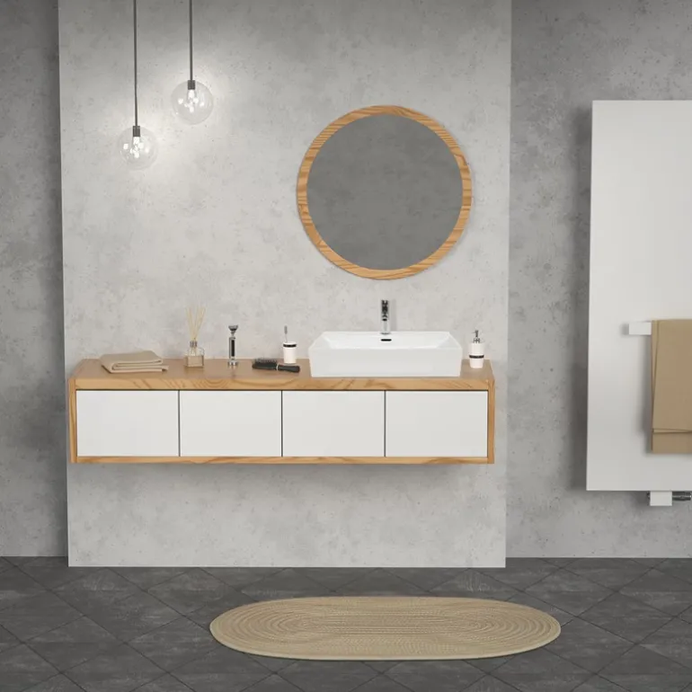 Waschbecken Eckig mit Überlauf 605x365x130 mm Weiß aus Keramik