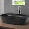 Waschbecken Eckig ohne Überlauf 60,5x38,5x14 cm Schwarz aus Keramik ML-Design