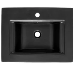 Waschbecken inkl. Ablaufgarnitur mit Überlauf 61x46,5x15,5 cm Schwarz aus Keramik ML-Design