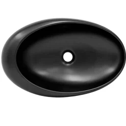 Waschbecken inkl. Ablaufgarnitur Schwarz ohne Überlauf 58,5x37,5x14,5 cm Schwarz aus Keramik ML-Design