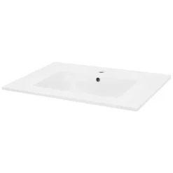 Waschbecken inkl. Ablaufgarnitur mit Überlauf 71x46,5x17,5 cm Weiß aus Keramik LuxeBath