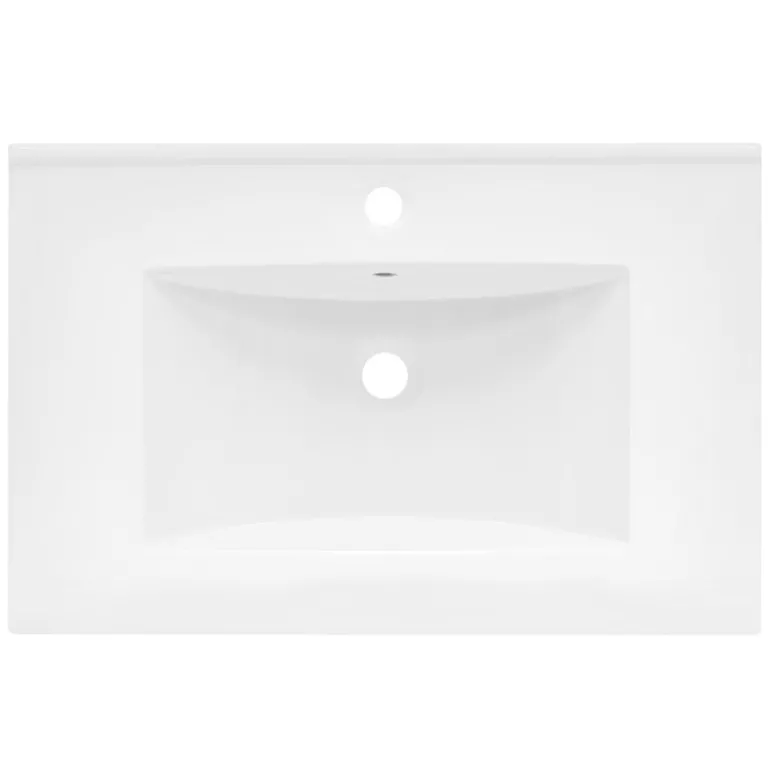 Waschbecken inkl. Ablaufgarnitur mit Überlauf 71x46,5x17,5 cm Weiß aus Keramik LuxeBath
