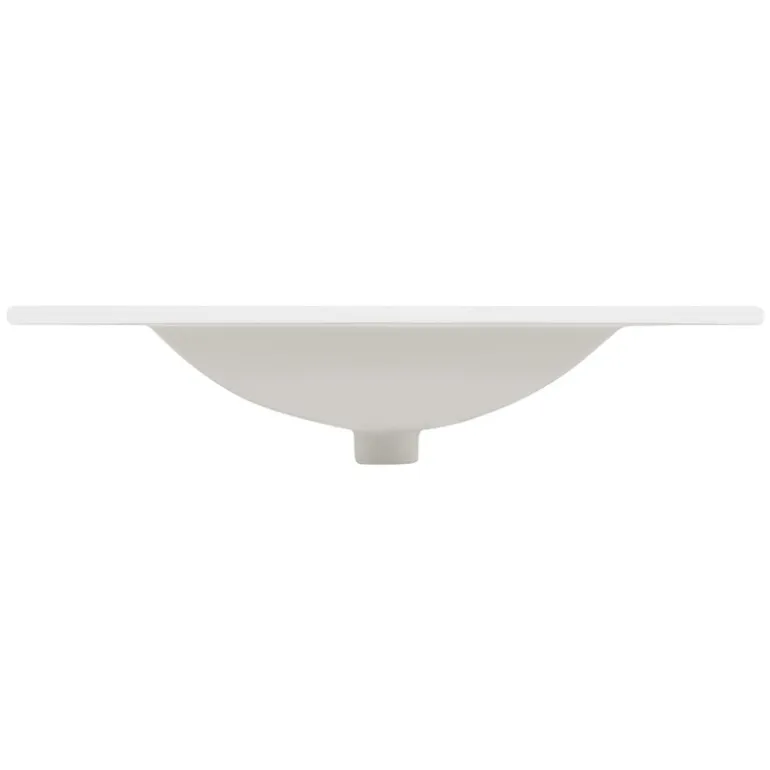 Waschbecken inkl. Ablaufgarnitur mit Überlauf 71x46,5x17,5 cm Weiß aus Keramik LuxeBath