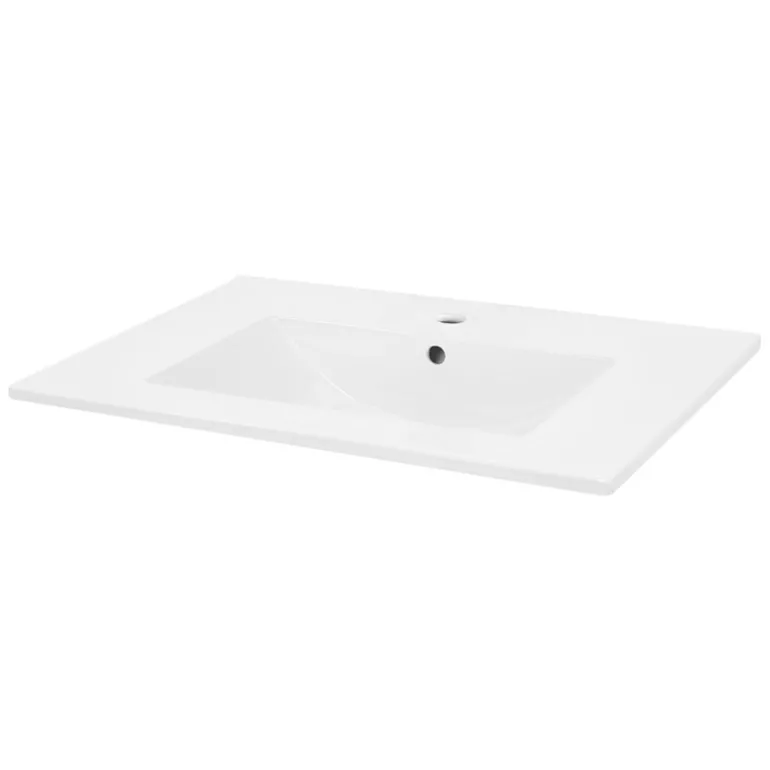 Waschbecken inkl. Ablaufgarnitur mit Überlauf 71x46,5x17,5 mm Weiß aus Keramik LuxeBath