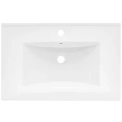 Waschbecken inkl. Ablaufgarnitur mit Überlauf 71x46,5x17,5 mm Weiß aus Keramik LuxeBath