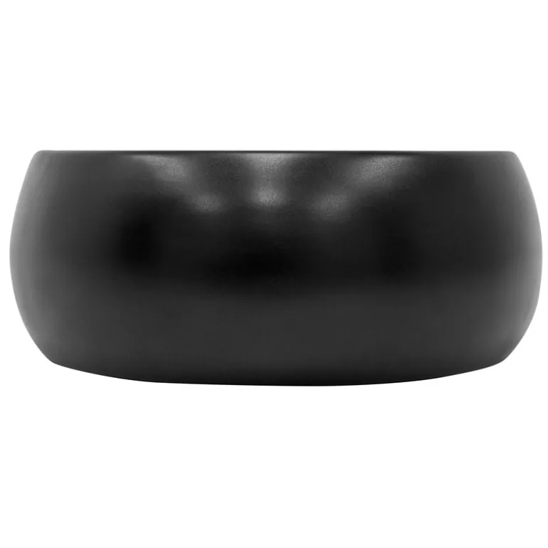 Waschbecken inkl. Ablaufgarnitur ohne Überlauf Ø 40x15,5 cm Schwarz matt aus Keramik ML-Design