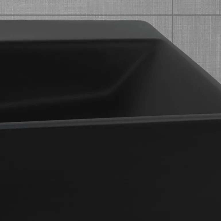 Waschbecken inkl. Ablaufgarnitur Schwarz mit Überlauf 60,5x36,5x13 cm Schwarz aus Keramik ML-Design