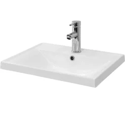 Waschbecken inkl. Ablaufgarnitur Silber mit Überlauf 51x41,5x15,5 cm Weiß aus Keramik ML-Design