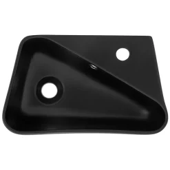 Waschbecken inkl. Ablaufgarnitur Schwarz mit Überlauf 45x27x13 cm Schwarz aus Keramik ML-Design