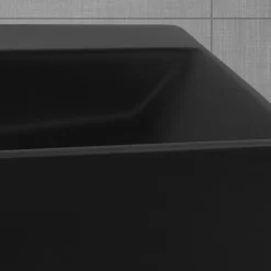 Waschbecken inkl. Ablaufgarnitur Schwarz mit Überlauf 51,5x36x13 cm Schwarz aus Keramik ML-Design