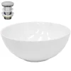 Waschbecken inkl. Ablaufgarnitur Silber ohne Überlauf Ø 32x13,5 cm Weiß aus Keramik LuxeBath