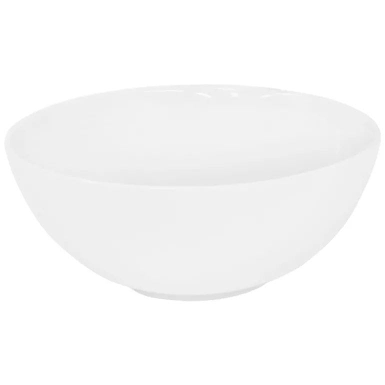 Waschbecken inkl. Ablaufgarnitur Silber ohne Überlauf Ø 32x13,5 cm Weiß aus Keramik LuxeBath