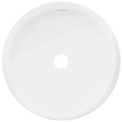 Waschbecken inkl. Ablaufgarnitur Silber ohne Überlauf Ø 40x35 cm Weiß aus Keramik