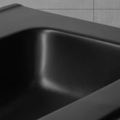 Waschbecken inkl. Ablaufgarnitur Silber mit Überlauf 61x46x16,5 cm Schwarz aus Keramik ML-Design