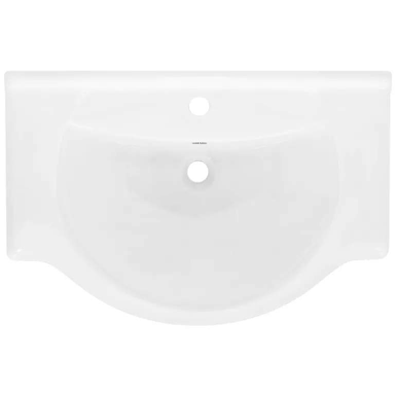 Waschbecken inkl. Ablaufgarnitur Weiß mit Überlauf 77x51,5x21,5 cm Weiß aus Keramik ML-Design
