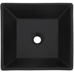 Waschbecken inkl. Ablaufgarnitur Silber ohne Überlauf 41x41x12 cm Schwarz aus Keramik ML-Design