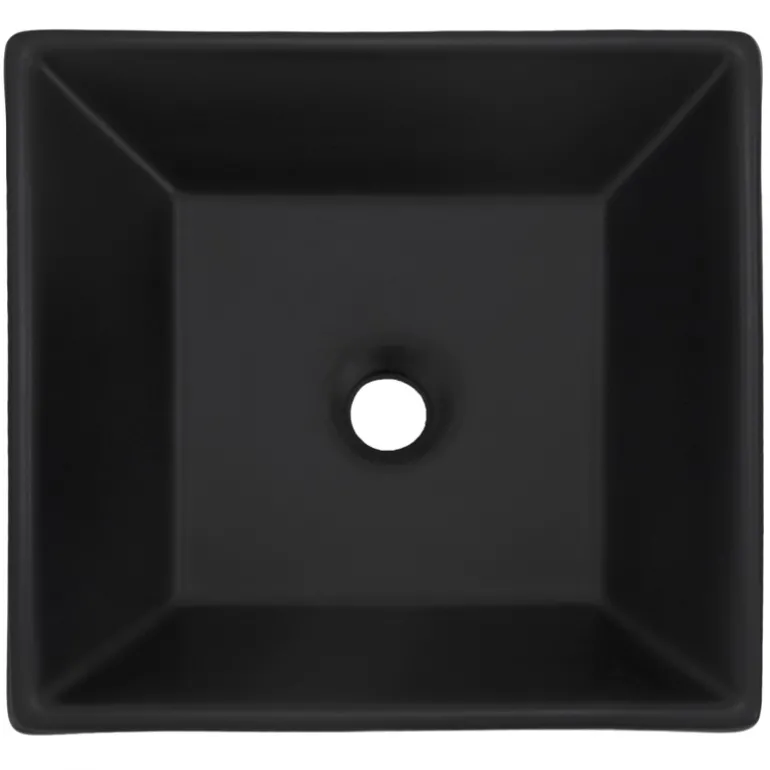 Waschbecken inkl. Ablaufgarnitur Silber ohne Überlauf 41x41x12 cm Schwarz aus Keramik ML-Design