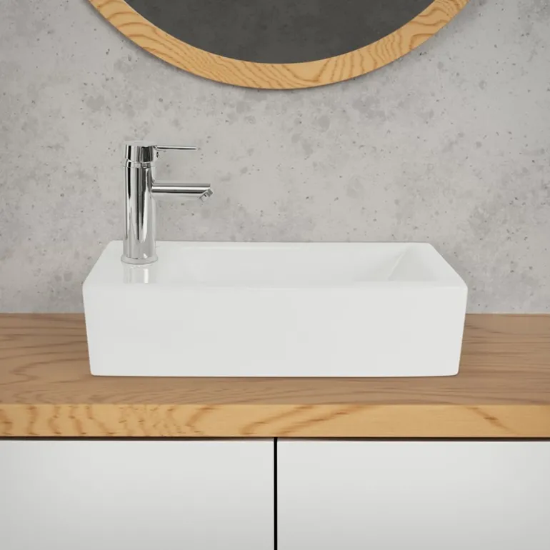 Waschbecken Linskbündig 51x25x13 cm Weiß aus Keramik ML-Design