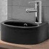 Waschbecken Oval mit Überlauf 33,5x25,5x13 mm Schwarz aus Keramik ML-Design
