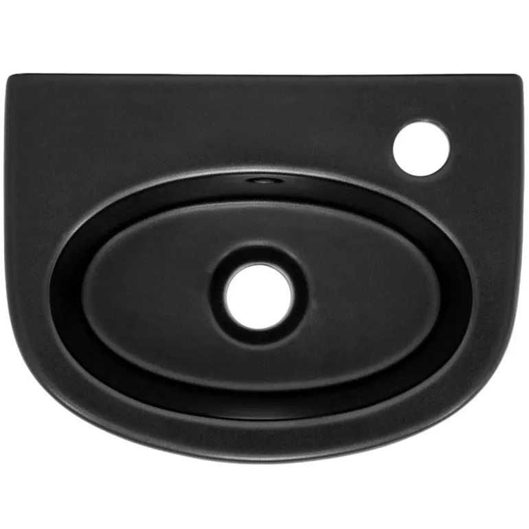 Waschbecken Oval mit Überlauf 33,5x25,5x13 mm Schwarz aus Keramik ML-Design