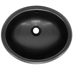 Waschbecken Oval mit Überlauf 49x40,5x19,5 cm Schwarz matt aus Keramik ML-Design