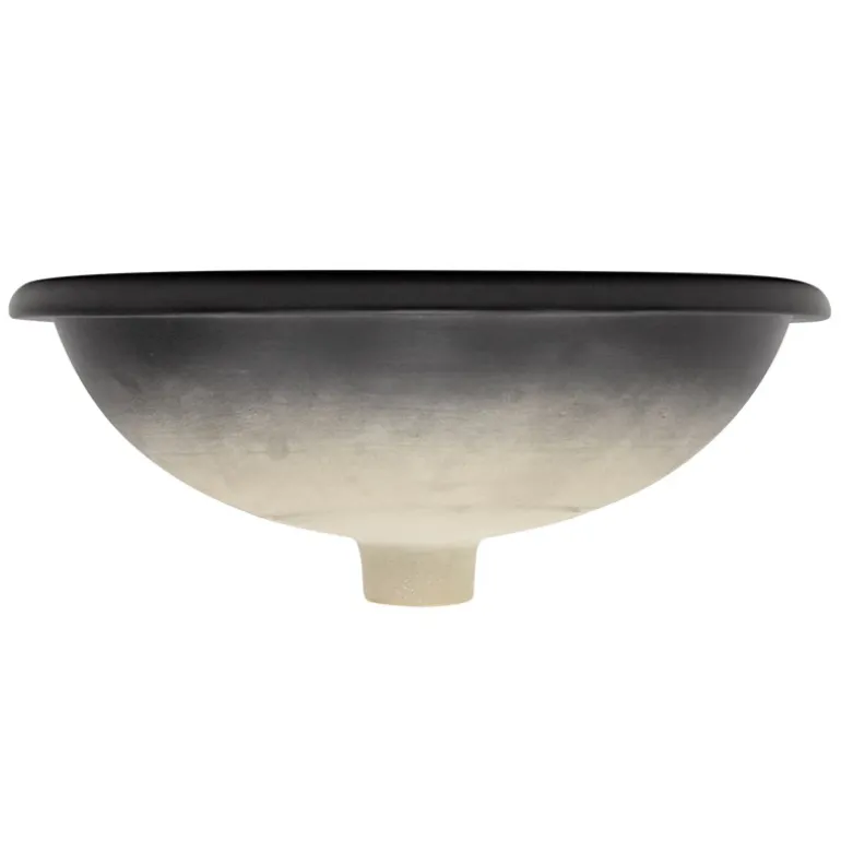 Waschbecken Oval mit Überlauf 49x40,5x19,5 cm Schwarz matt aus Keramik ML-Design