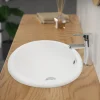 Waschbecken Oval mit Überlauf 49x40,5x19,5 cm Weiß aus Keramik ML-Design