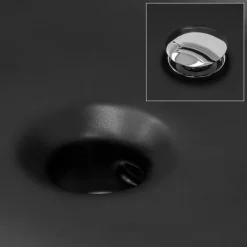 Waschbecken Oval mit Überlauf 57x48,5x19,5 cm Schwarz matt aus Keramik ML-Design