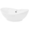 Waschbecken Oval mit Überlauf 59x39,5x20,5 cm Weiß aus Keramik ML-Design