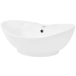 Waschbecken Oval mit Überlauf 59x39,5x20,5 cm Weiß aus Keramik ML-Design