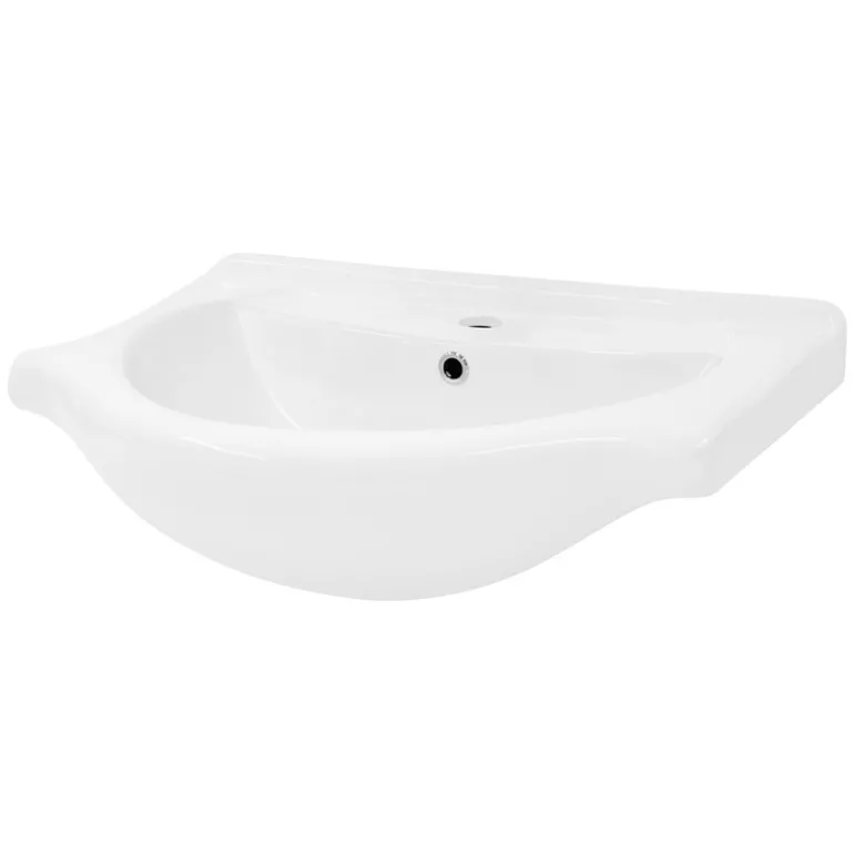 Waschbecken Oval mit Überlauf 67,5x51,5x21,5 cm Weiß aus Keramik ML-Design