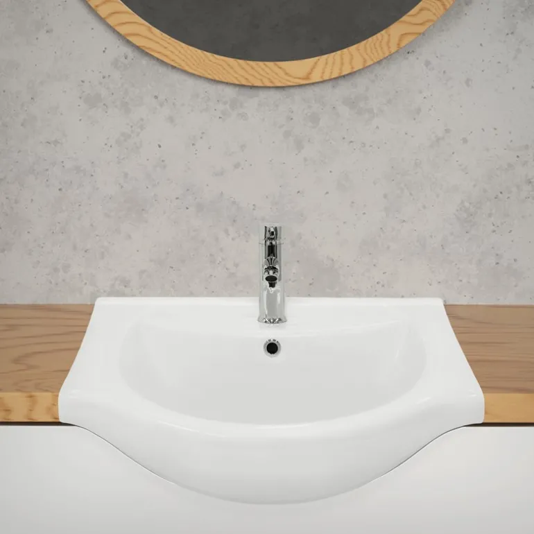 Waschbecken Oval mit Überlauf 67,5x51,5x21,5 cm Weiß aus Keramik ML-Design