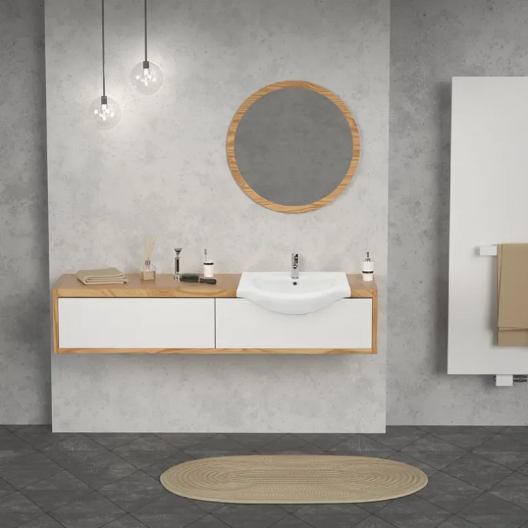 Waschbecken Oval mit Überlauf 67,5x51,5x21,5 cm Weiß aus Keramik ML-Design